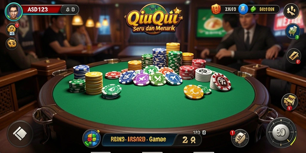 Tampilan menarik dari gameplay QiuQiu di ASD123.