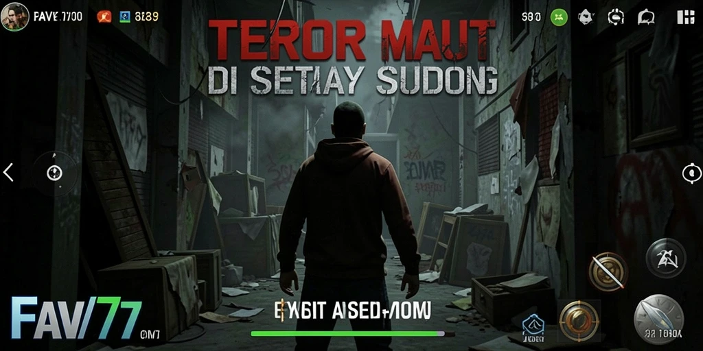 Tampilan gameplay FAV77 dengan suasana mencekam dan elemen Horror yang kental.