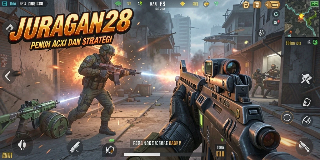 Tampilan gameplay seru dari JURAGAN28 saat pertempuran sengit.