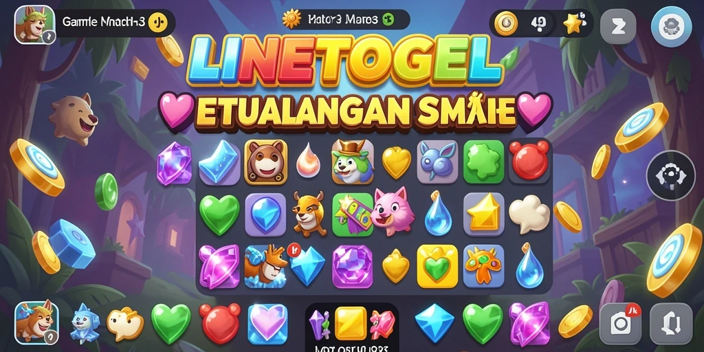Screenshot gameplay <strong>LINETOGEL</strong> yang menampilkan pencocokan elemen seru.