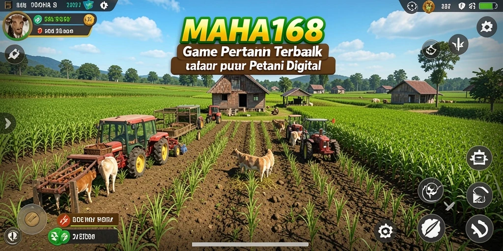 Tampilan gameplay <strong>MAHA168</strong> menampilkan aktivitas bertani yang seru dan interaktif.