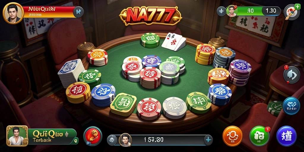 Tampilan screenshot utama NA777 menampilkan aksi seru dalam permainan QiuQiu.
