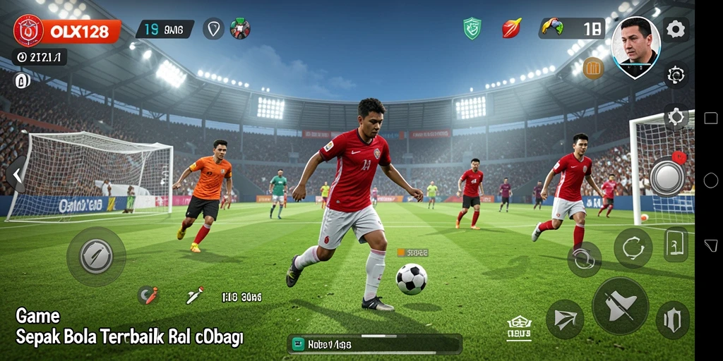 Tampilan gameplay OLX128 yang menarik dengan aksi sepak bola seru.