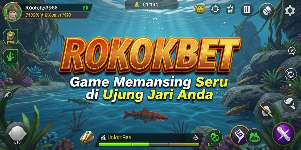 Screenshot gameplay ROKOKBET menampilkan pemain menangkap ikan di lautan yang indah.