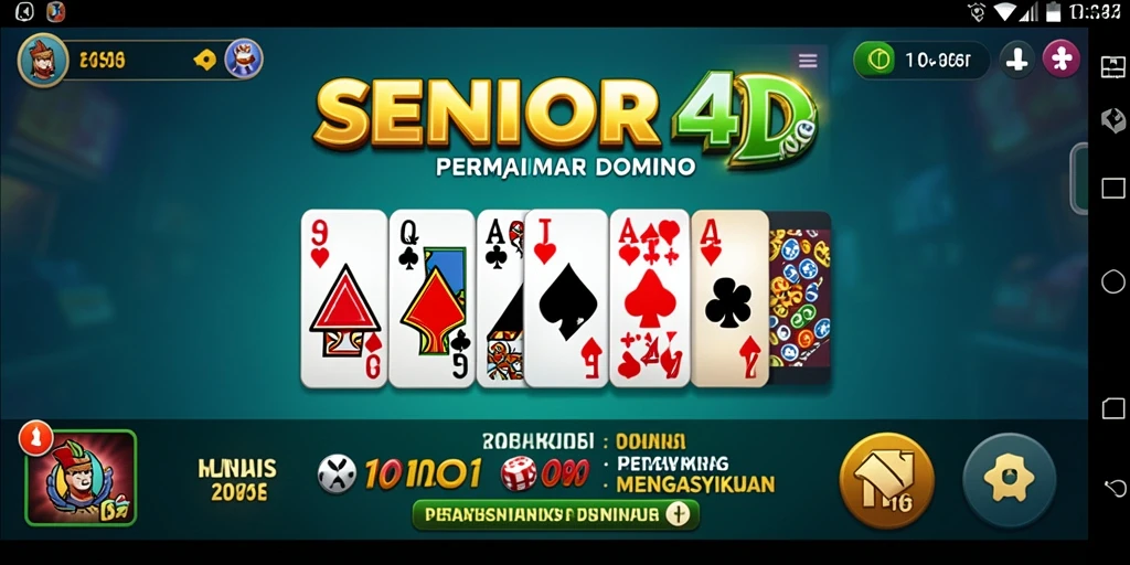 Tampilan gameplay SERU dalam SENIOR4D saat bermain Domino.